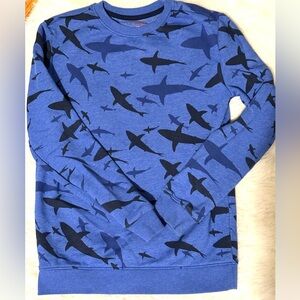 Cat & Jack - blue shark print crewneck sweatshirt Boys Size Large 12-14